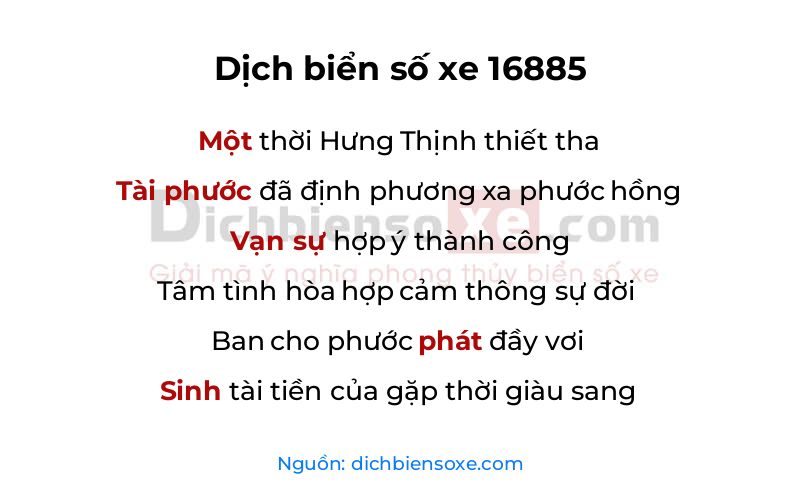 Dịch thơ biển số 16885