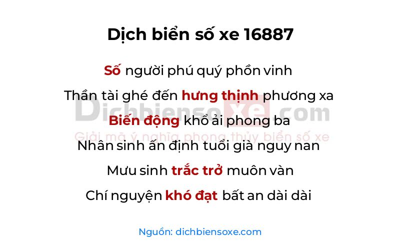 Dịch thơ biển số 16887