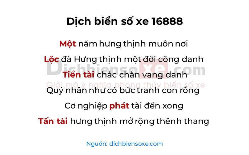 Dịch thơ biển số 16888