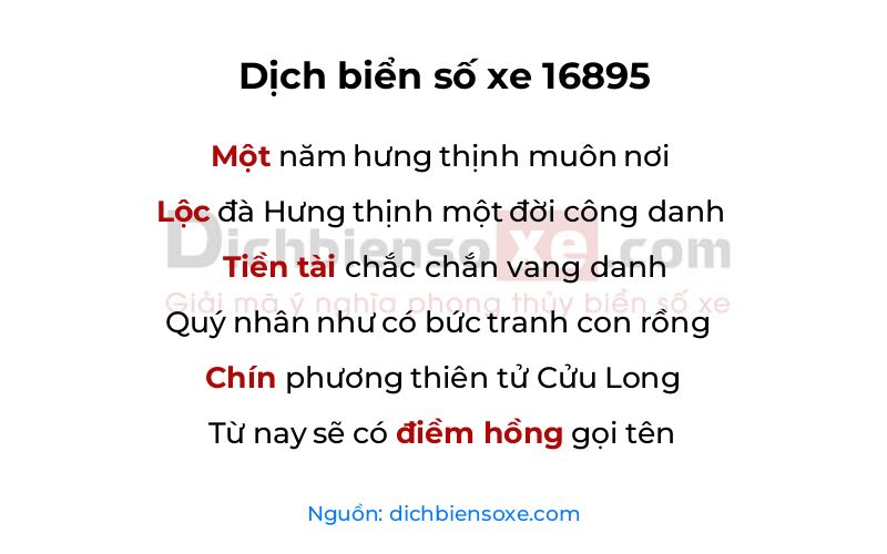 Dịch thơ biển số 16895
