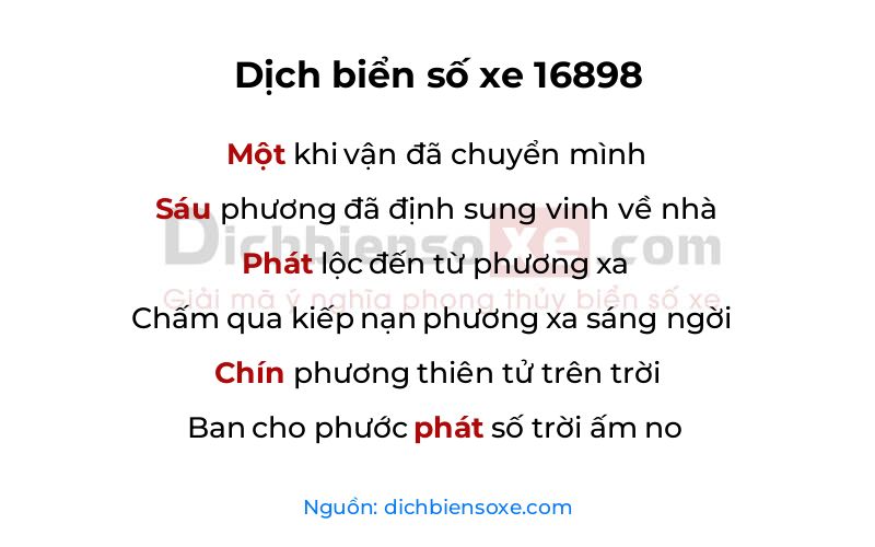 Dịch thơ biển số 16898