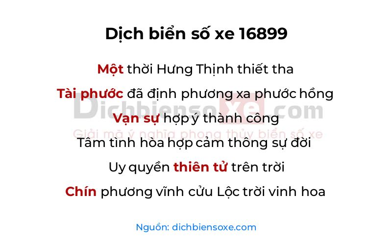 Dịch thơ biển số 16899