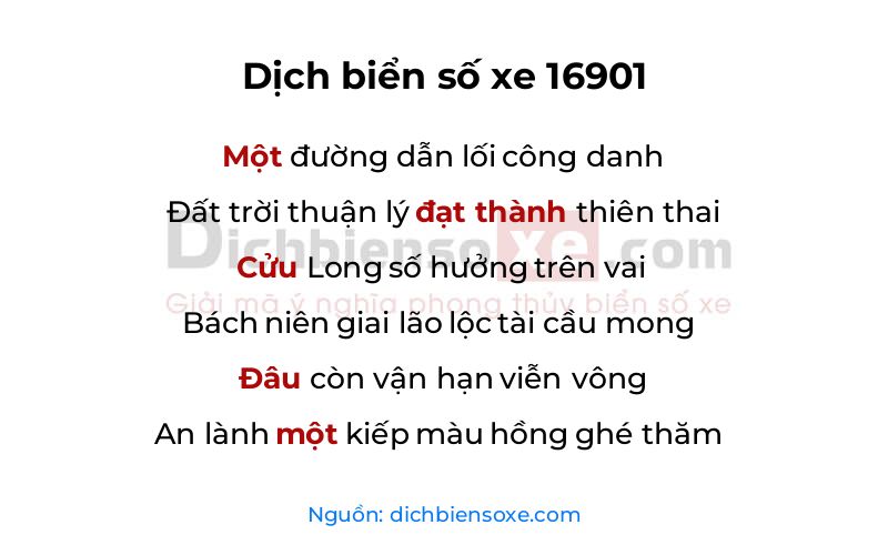Dịch thơ biển số 16901