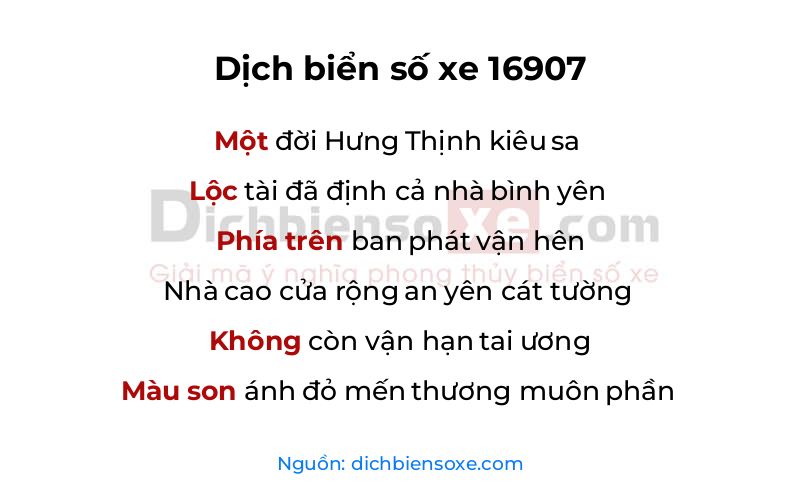 Dịch thơ biển số 16907