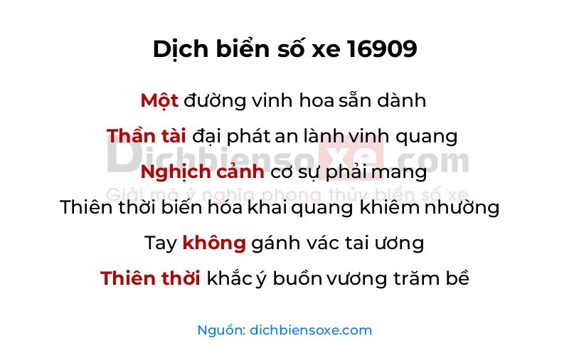 Dịch thơ biển số 16909