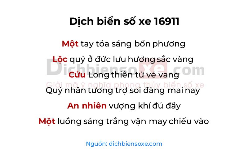 Dịch thơ biển số 16911