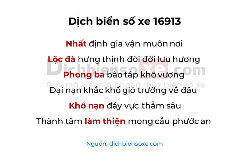 Dịch thơ biển số 16913