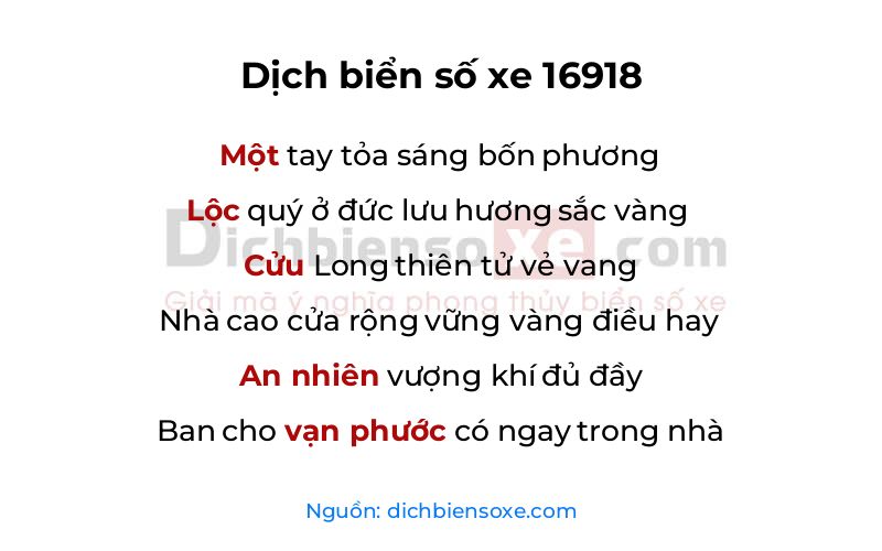 Dịch thơ biển số 16918