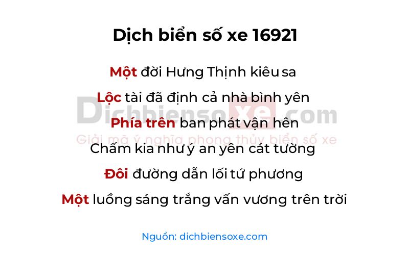 Dịch thơ biển số 16921