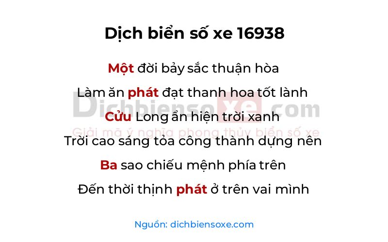 Dịch thơ biển số 16938