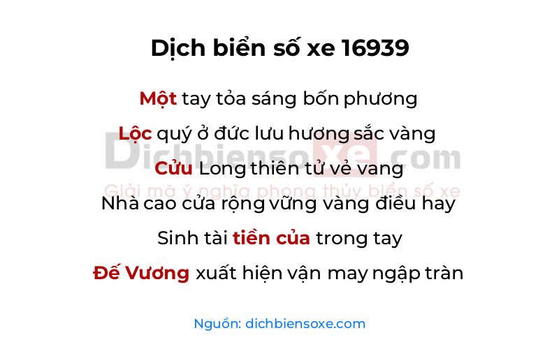 Dịch thơ biển số 16939