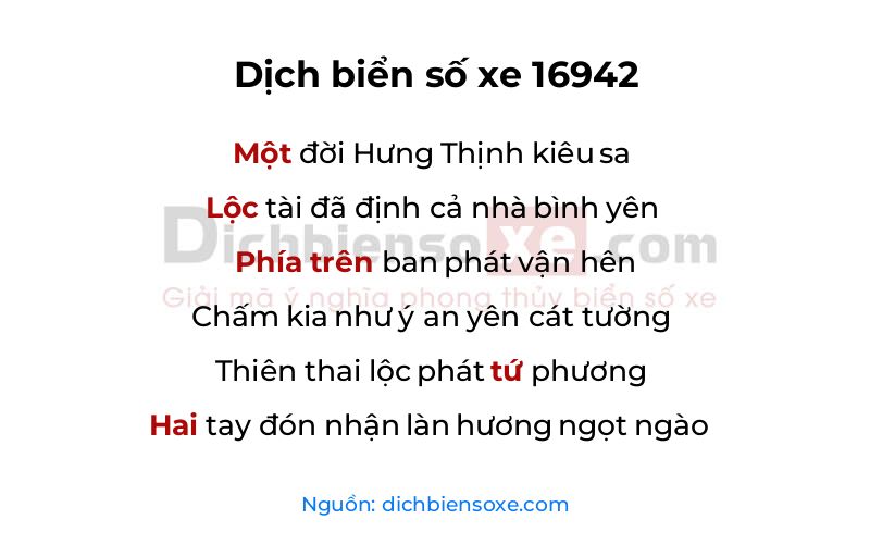 Dịch thơ biển số 16942