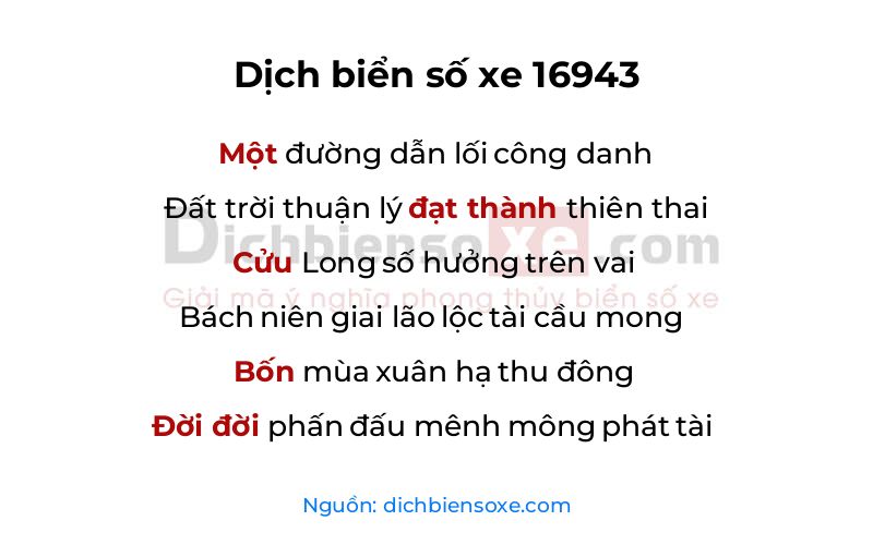 Dịch thơ biển số 16943