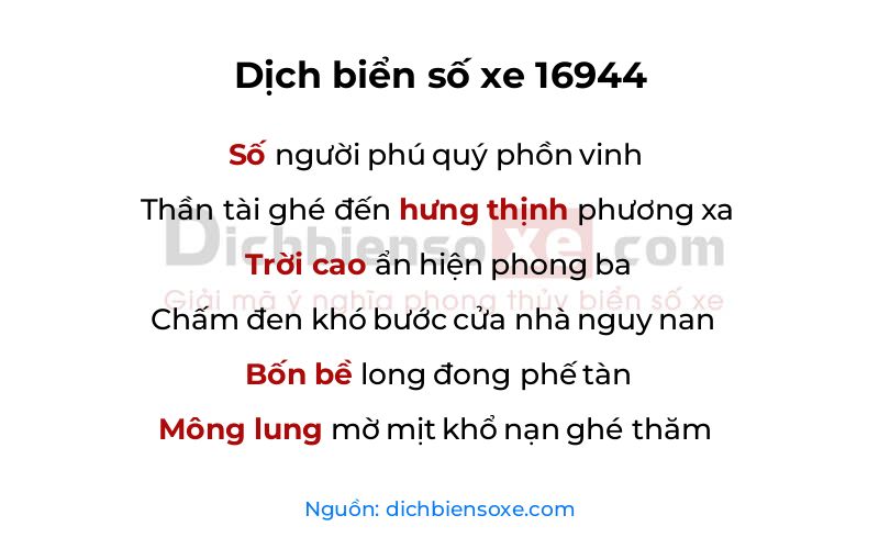 Dịch thơ biển số 16944