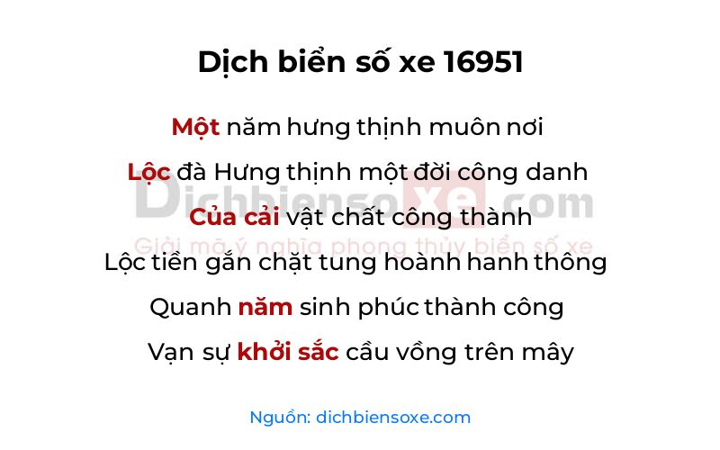 Dịch thơ biển số 16951