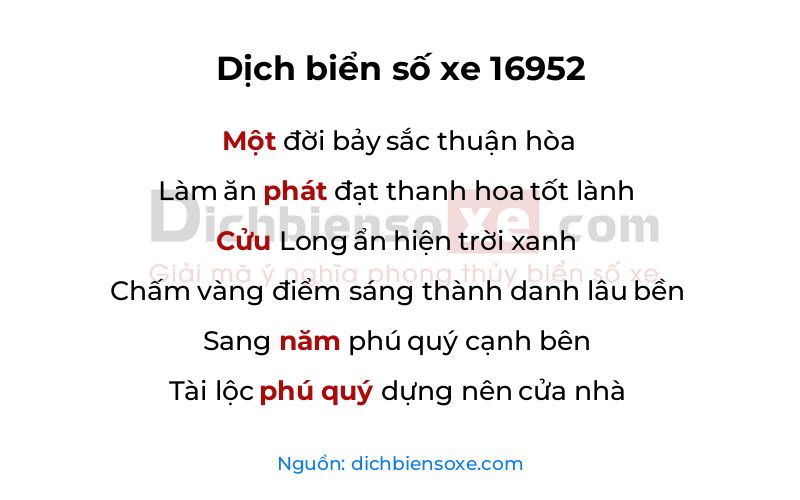 Dịch thơ biển số 16952
