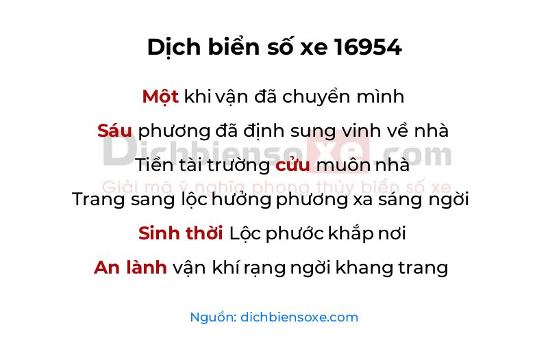 Dịch thơ biển số 16954