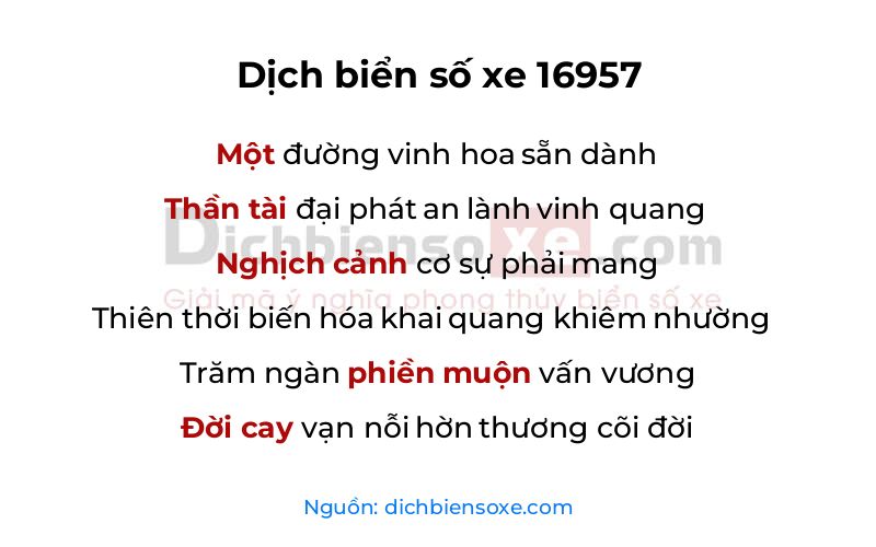 Dịch thơ biển số 16957