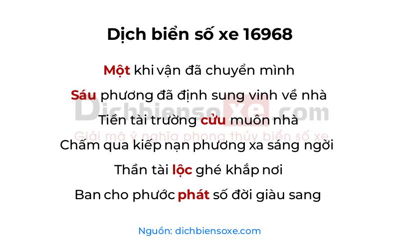 Dịch thơ biển số 16968
