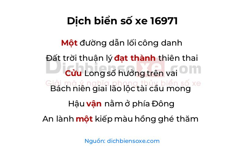 Dịch thơ biển số 16971