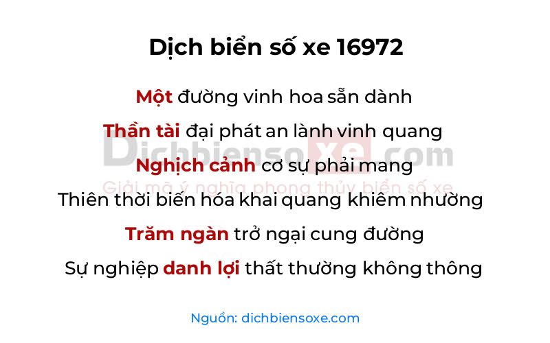 Dịch thơ biển số 16972