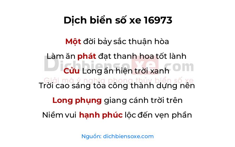 Dịch thơ biển số 16973