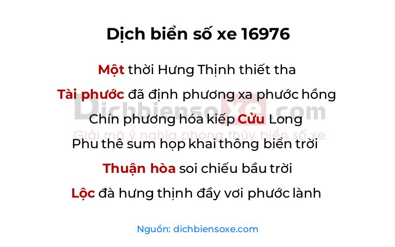 Dịch thơ biển số 16976