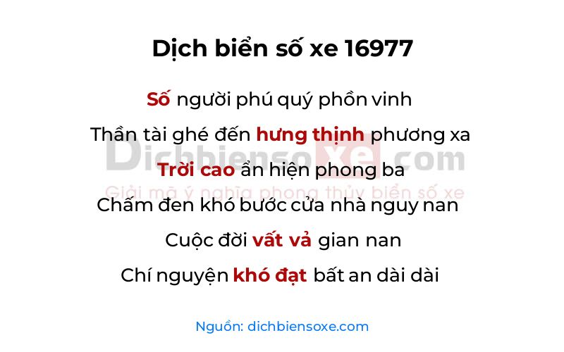 Dịch thơ biển số 16977