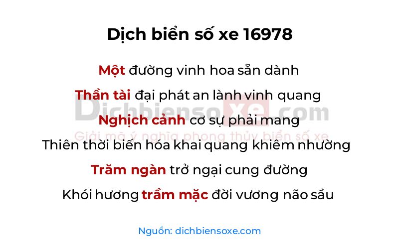 Dịch thơ biển số 16978