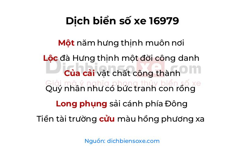 Dịch thơ biển số 16979