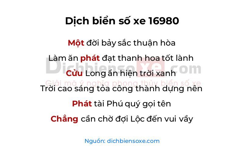 Dịch thơ biển số 16980