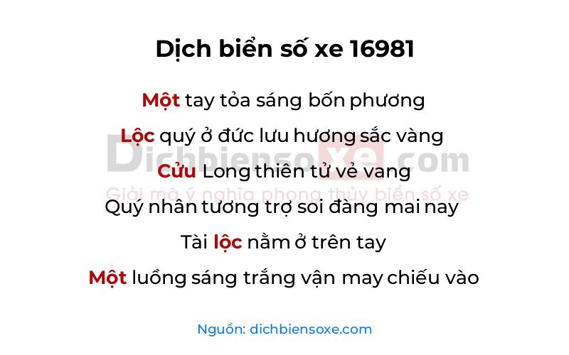 Dịch thơ biển số 16981
