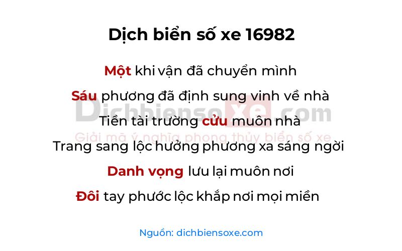 Dịch thơ biển số 16982