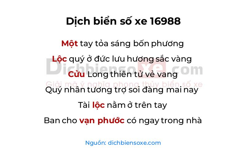 Dịch thơ biển số 16988