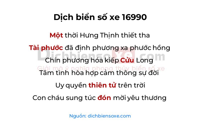 Dịch thơ biển số 16990