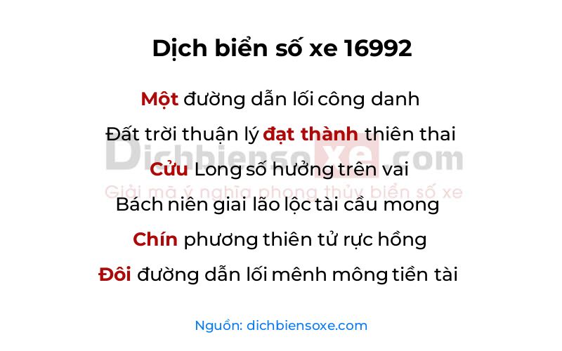 Dịch thơ biển số 16992