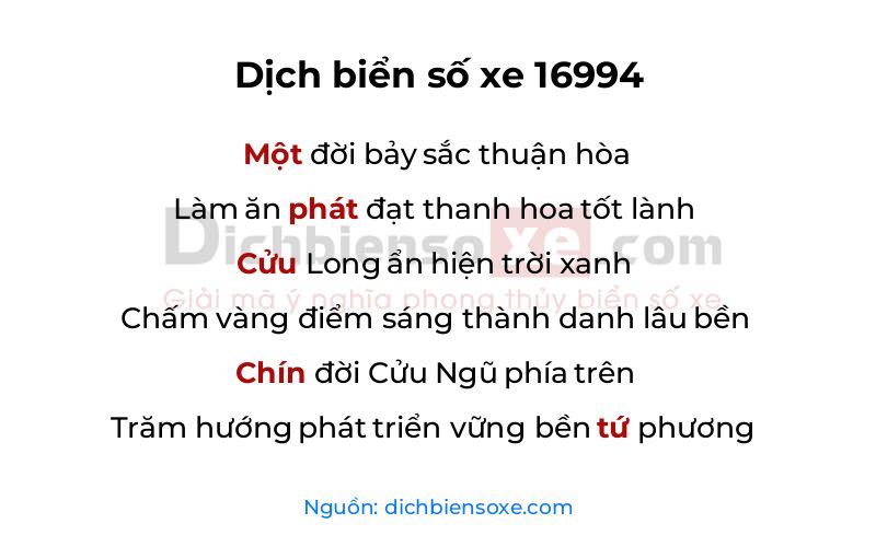 Dịch thơ biển số 16994