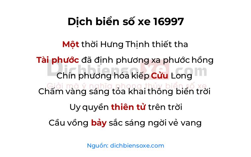 Dịch thơ biển số 16997