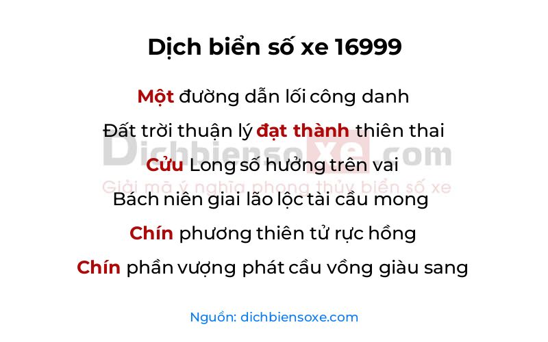 Dịch thơ biển số 16999