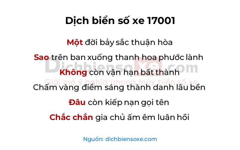 Dịch thơ biển số 17001