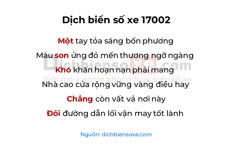 Dịch thơ biển số 17002