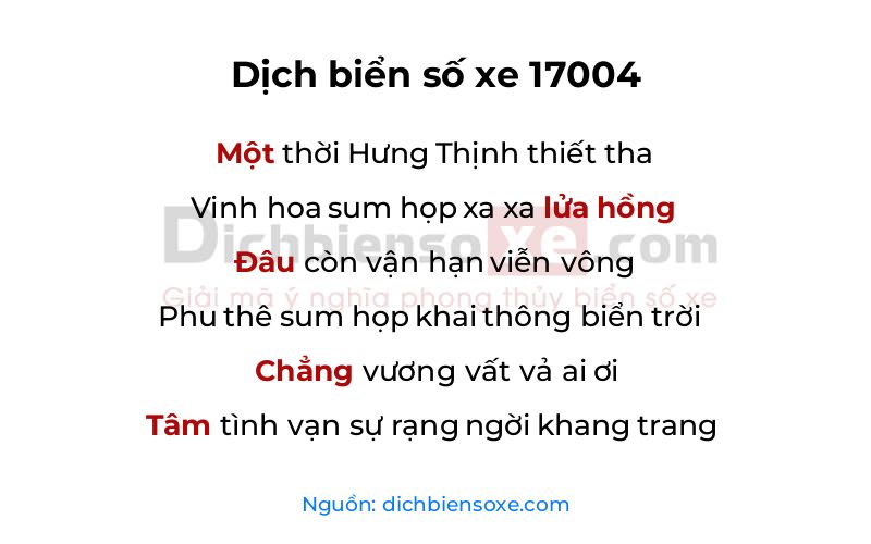 Dịch thơ biển số 17004