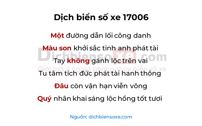 Dịch thơ biển số 17006