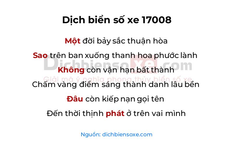 Dịch thơ biển số 17008