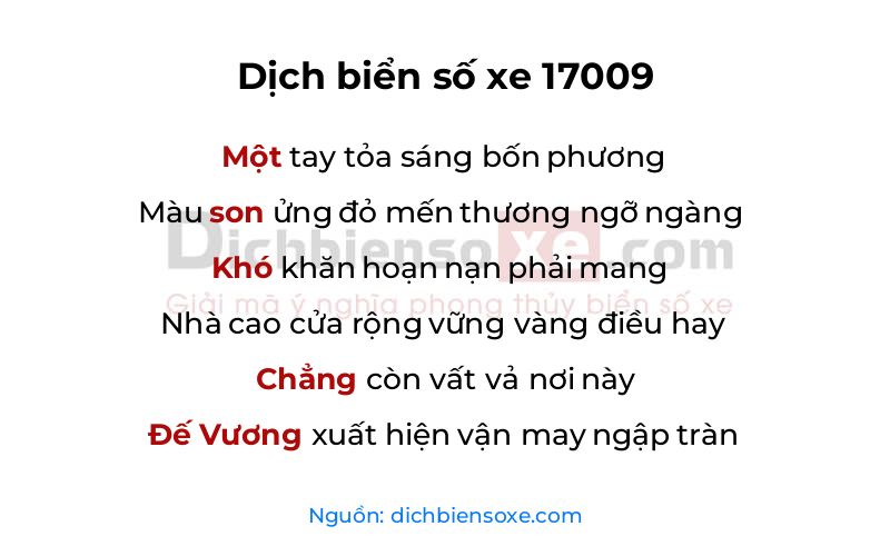 Dịch thơ biển số 17009