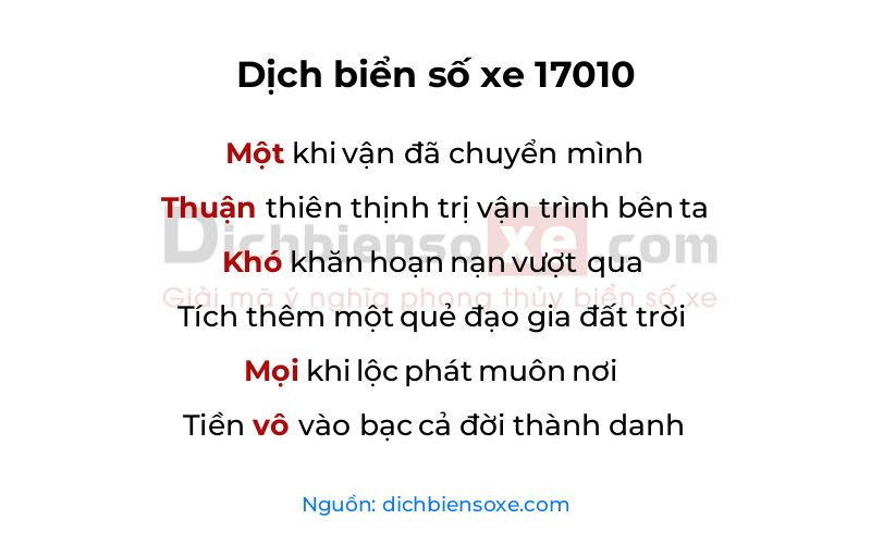 Dịch thơ biển số 17010
