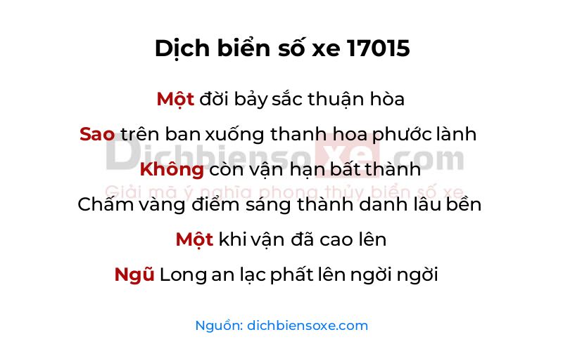 Dịch thơ biển số 17015
