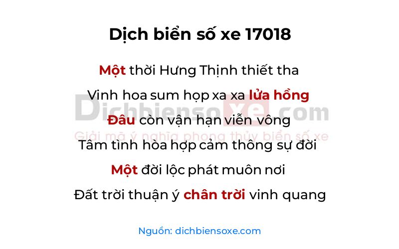 Dịch thơ biển số 17018