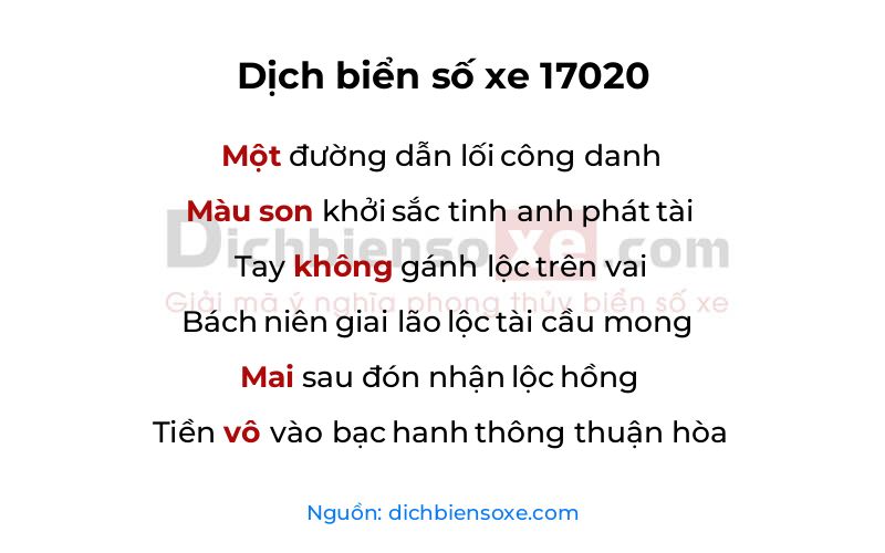 Dịch thơ biển số 17020