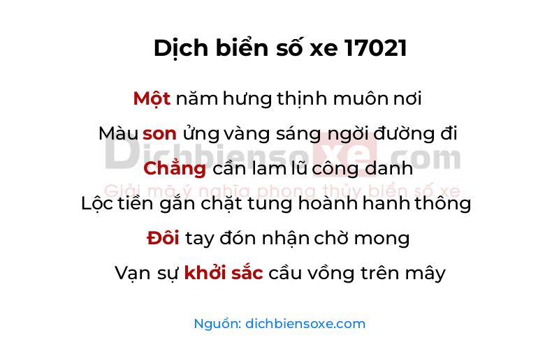 Dịch thơ biển số 17021